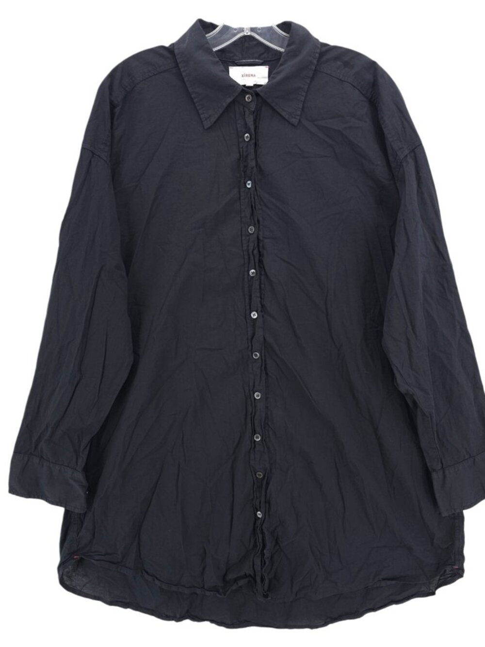 XIRENA Black Long Sleeve Button Up Shirt OVERSIZED 100% Cotton Size MEDIUM